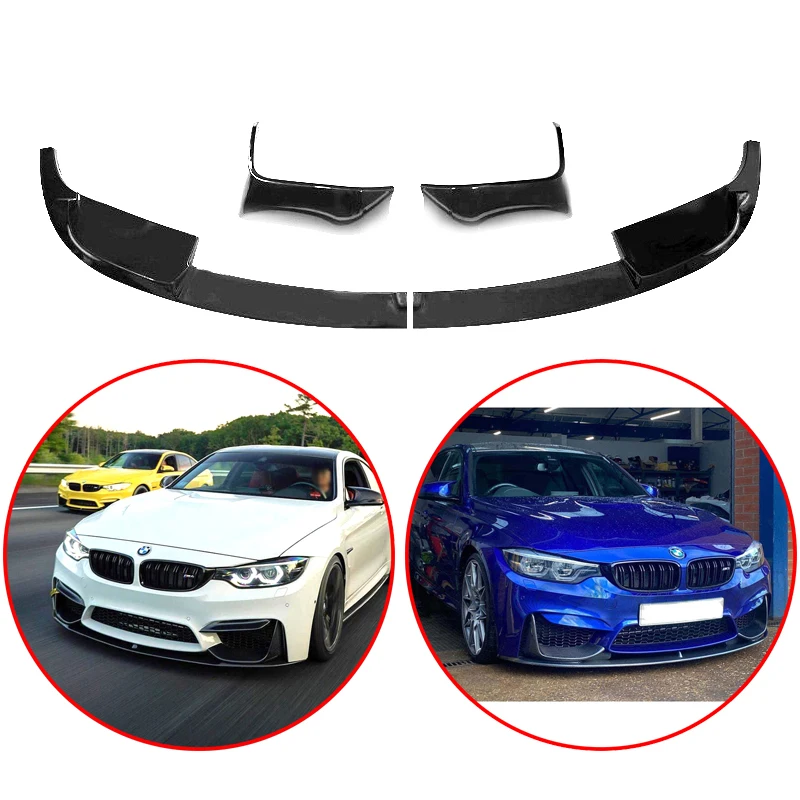 

4Pcs High Quality ABS Car Front Lip Bumper Spoiler Body Kit Glossy Black Carbon Look For BMW 3 Series F30 2012-2018 M3 M4 Style