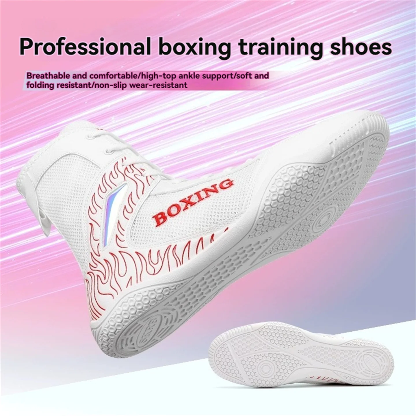 

Professional Boxing Shoes For Men And Women, High-Top Combat Shoes, Kickboxing Shoes, Indoor Fitness Training Shoes, Wrestling