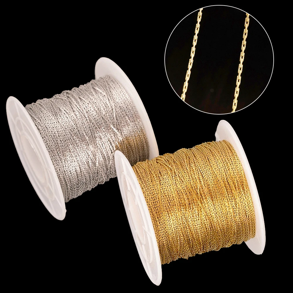2M 10M 0.5mm Stainless Steel Thin Gold Cable Link Snake Chain for DIY Necklace Earrings Anklet Jewelry Making Supplies Bulk