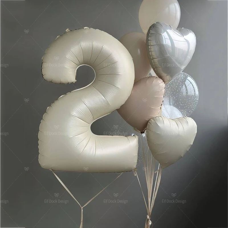 11 teile/satz Creme Nummer 1-9 Ballon Liebe Herz Folie Luftballons für Geburtstags feier Baby party Dekoration liefert