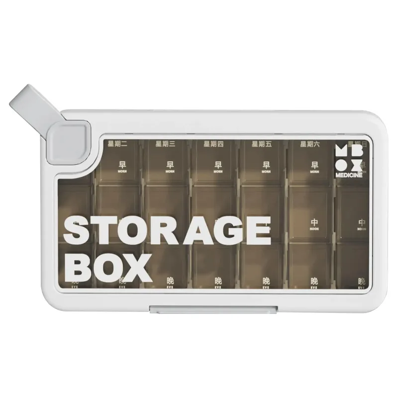 Large Weekly Pill Box 7 Day 21 Grids Daily Pill Organizer With Separate Lids Moisture-Proof Medication Case For Vitamins Supplem