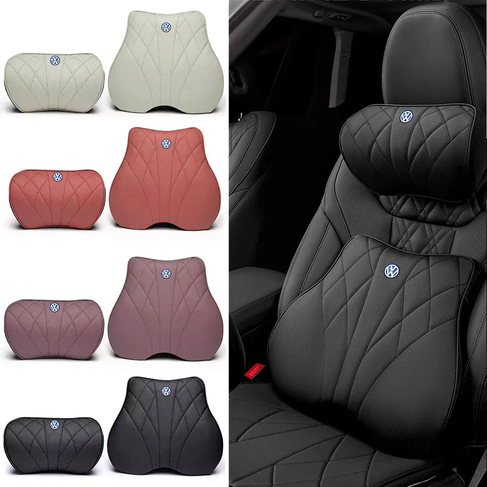 Car Neck Pillow Protective Lumbar Seat Breathable Cushion Headrest For Volkswagen Golf 4 Motion MTM Rline Golf 4 MK7 Bora Jetta