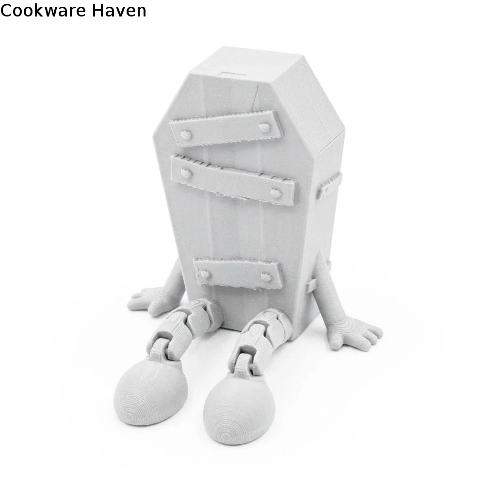 Funny 3D Printed Coffin Figurine Gothic Unique Halloween Figure Ornament Novelty Simulation Movable Joint Figurine Desktop Decor