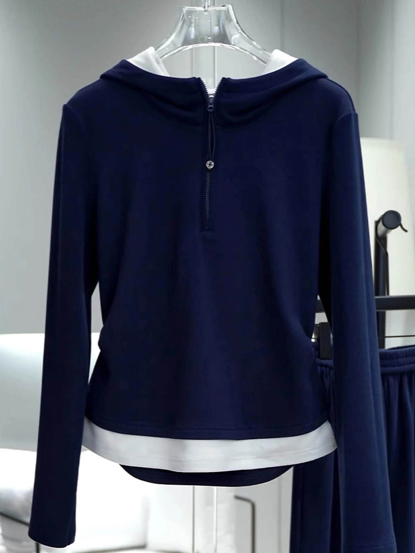 

Hooded Base irt Simple Autumn Versatile Long Sve Overhead Unique Sweatirt Casual Commute Sle Korean Version