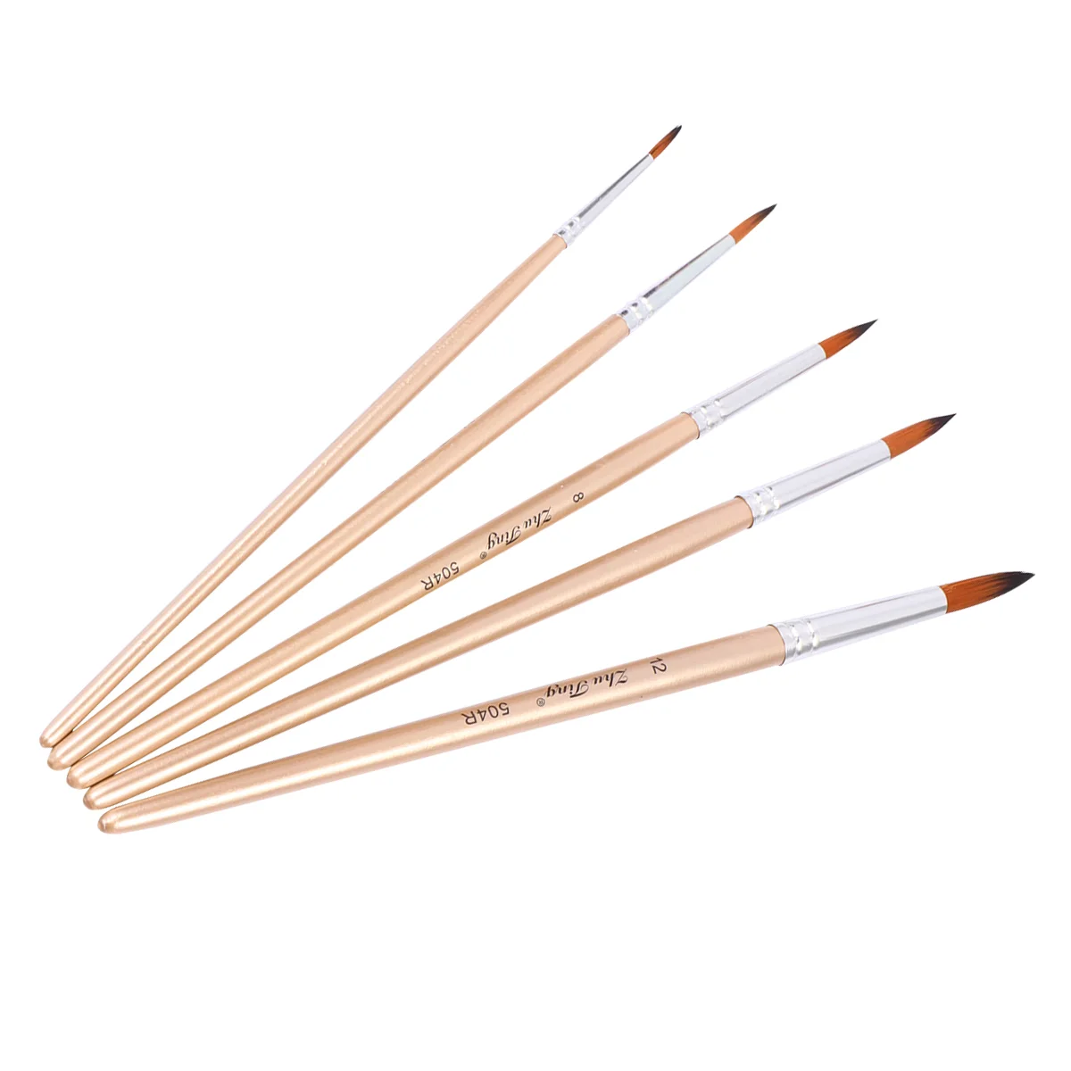 1 Set of 5Pcs Multi-function Nylon Paintbrush Paint Brush Painting Tool for Watercolor Painting Oil Painting (Rose Gold Head)