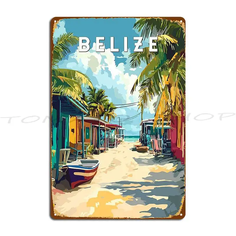 Belize Travel Vintage Metal Plaque Poster Mural Funny Cave Design Tin Sign Poster