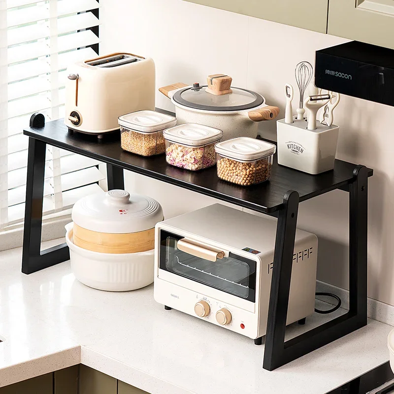 

Multi-Function Kitchen Microwave Stand Bamboo Multi-Layer Bowl & Plate Storage Ideal for Kitchen Office & Laptop Desk