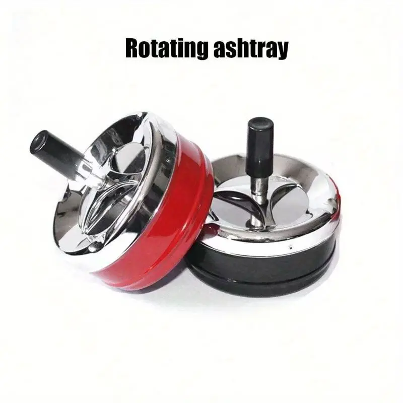 Cool Ashtray Stainless Steel Push Down Spinning Ashtray Self-Cleaning Ashtray With Lid Cover Ash Tray for Cigarette Smoking