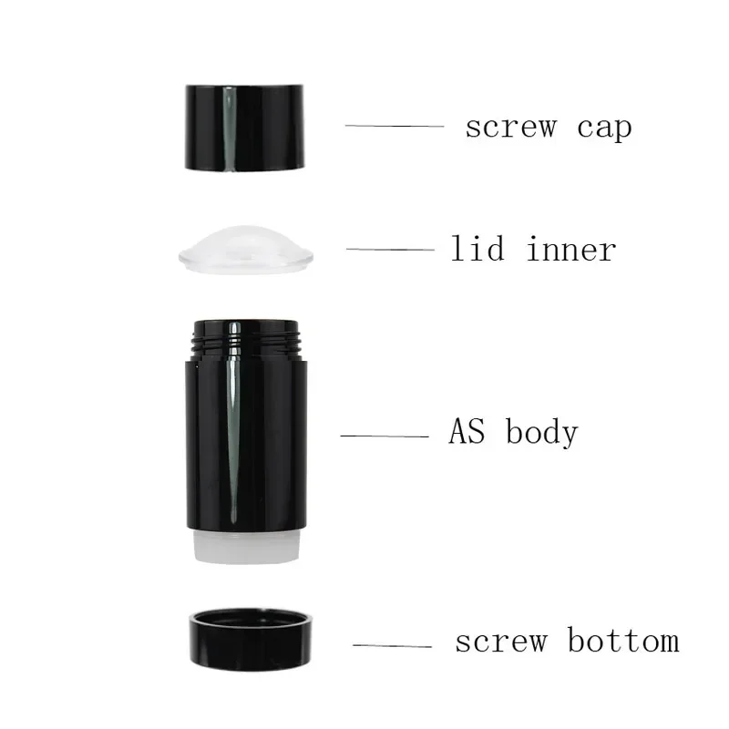 24pcs/lots 15ml Black Deodorant Bottle Twist Up Stick Tube for Travel Portable Round Bottom Filling Stick Deodorant Container