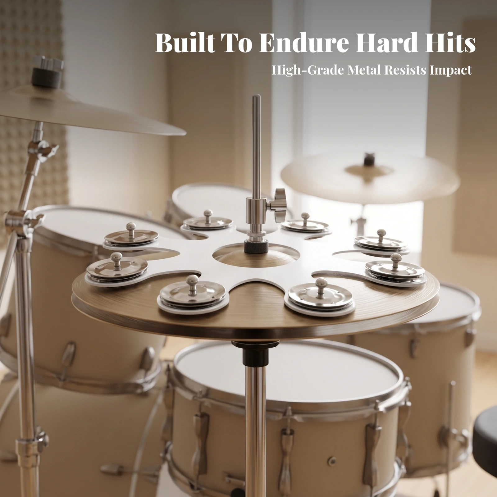Octopus Drum Jingle Jingle Reflective Cymbal Sizzler for Drummers, Live Stage, Recording Studio