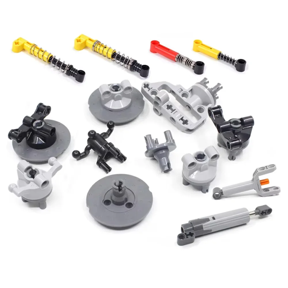 MOC Suspension Steering Push Rod Putter Spring Shock Absorber Technical Parts for DIY Building Blocks Tire Car Truck Drive Brick