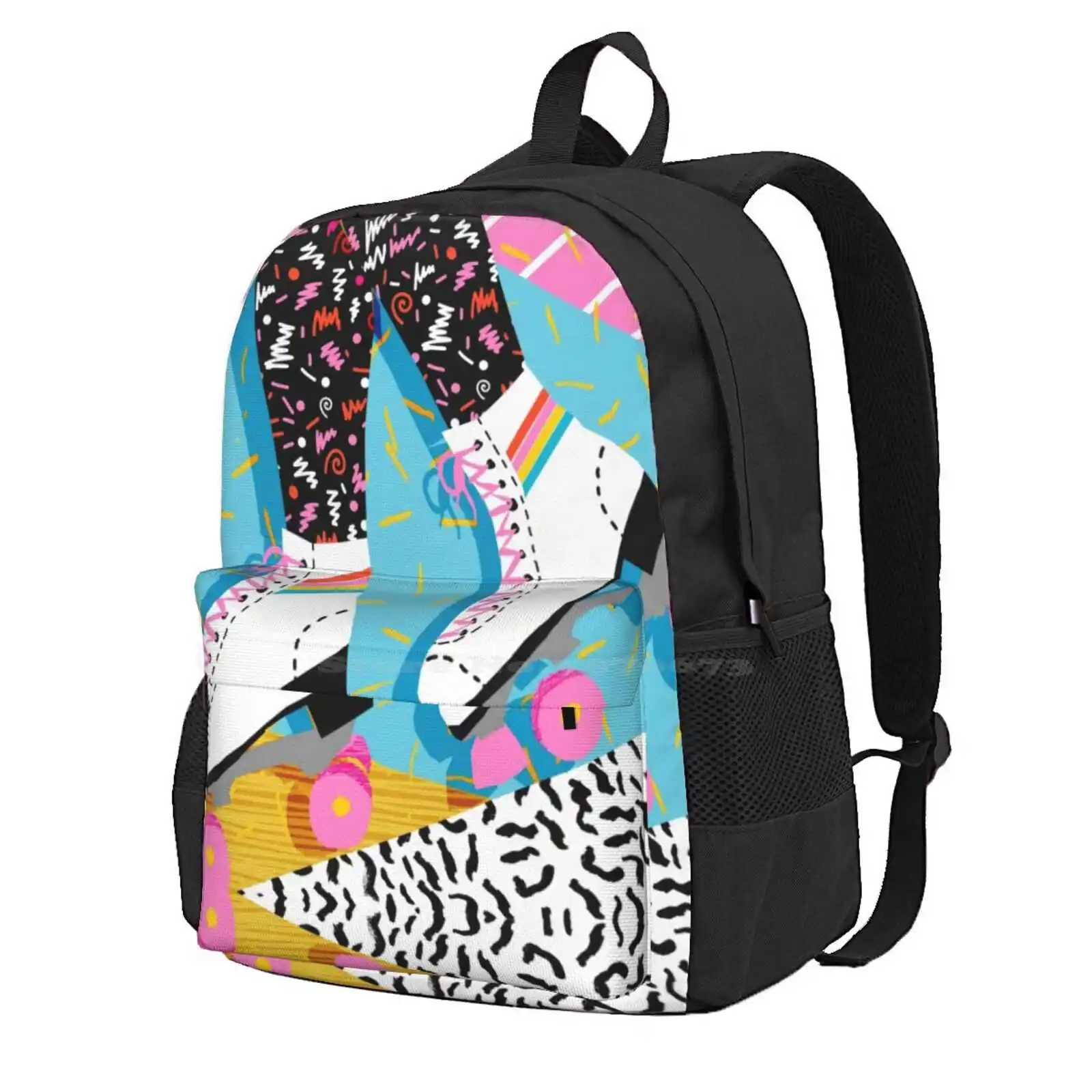 Steeze - 80S Retro Throwback Rollerskating Rink Neon Memphis 1980'S Vibes Hot Sale Schoolbag Backpack Fashion Bags Steeze Retro