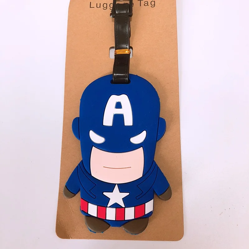 Animation Hero Soft Luggage Tag Spider-Man Luggage Bag Logo Tag Pendant Iron Man Captain America Bag Registration Pendant