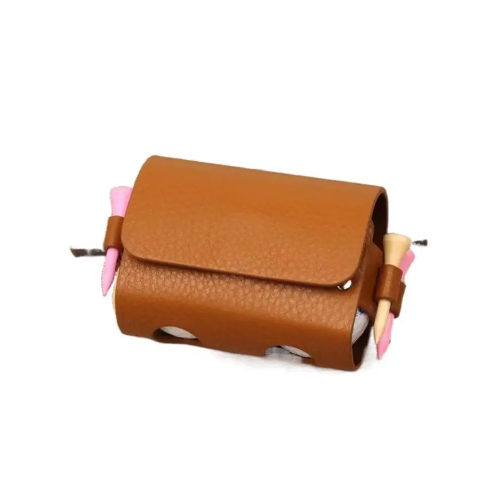 Storage Bag Outdoor Pouch PU Leather Large Space Golf Storage Case Storage Bag Waist Bag Golf Ball Storage Clip Golf Ball Bag