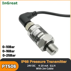 Pressure Transmitter Pressure Transducer IP68 Water Gas Hydraulic Pressure Sensor with 2m Cable for Water Pump Air Conditioning