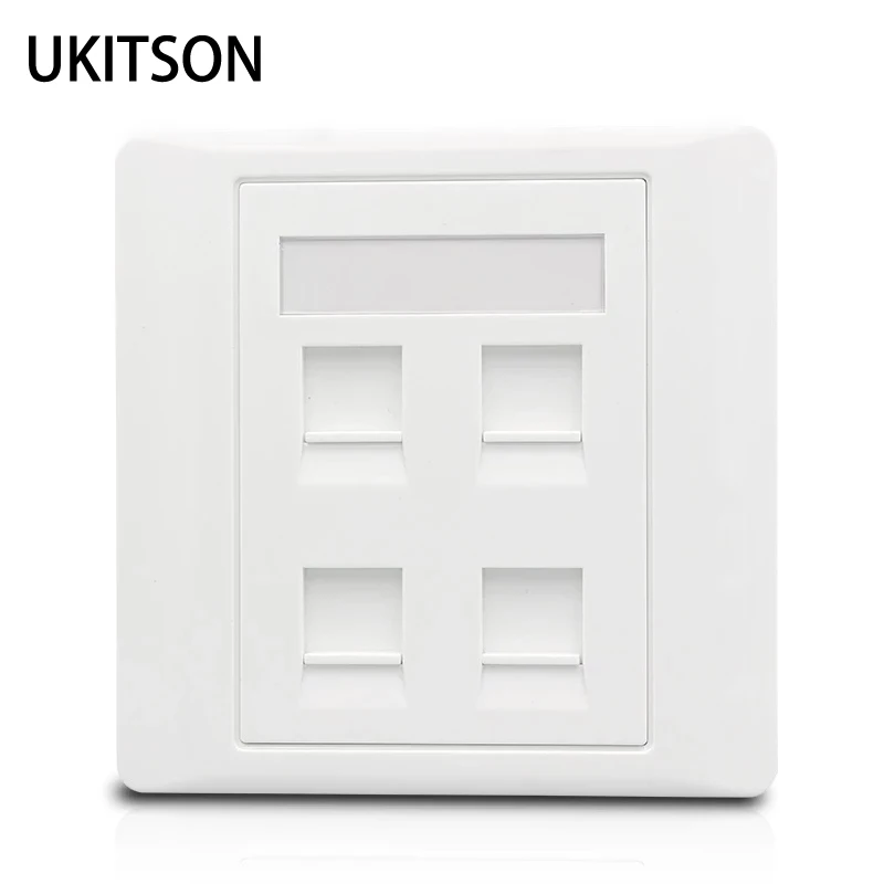 4 Ports Blank Empty Wall Socket Outlet Panel Faceplate Frame Fit For Keystones Module Jack Plug Plate In White