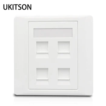 פאנל פתח קיר ריק עם 4 יציאות מתאים למודול Keystone Plug Plate בצבע לבן