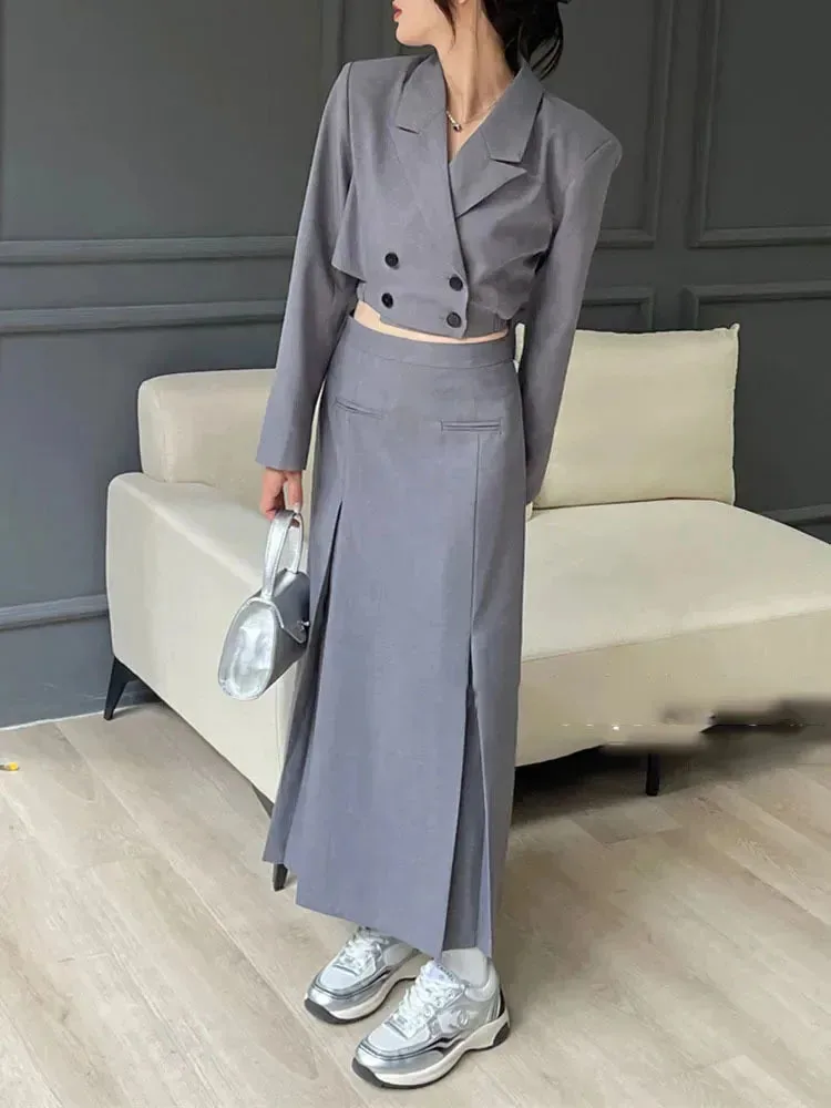 سترة بدلة بدون حمالات مستوحاة من تصميم TLXT مجموعة أزياء تنورة طويلة راقية للنساء ملابس ربيع 2025 XK1083