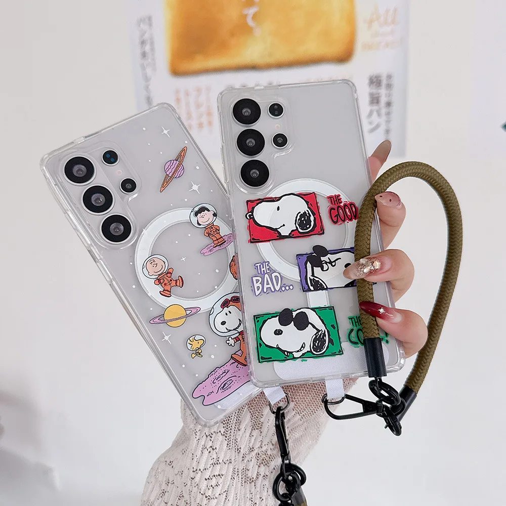 Cute Cartoon Snoopy Charlie Brown Magnetic Magsafe Wireless Charge Phone Case For Samsung Galaxy S26 25 24 23 Ultra Puls Cover - view 2