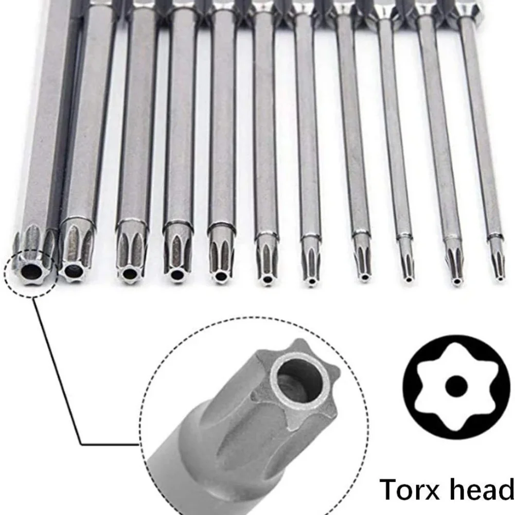 11/12-teiliges Torx-Schraubendreher-Bit-Set mit Loch 50/100mm, verlängertes Schraubendreher-Set, manipulationssicheres magnetisches Bohrer-Bit-Set, Schraubendreher-Werkzeug – Detail 6