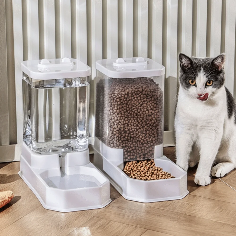 

Transparent Automatic Cat Feeder Large Capacity No-Spill Cat Water Food Bowl Detachable Dog Water Dispenser for Dogs and Cats