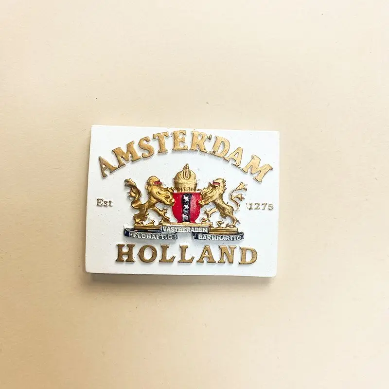 Amsterdam, Netherlands, Tourist Souvenir 3D City Emblem Decorative Collectible Artwork Magnetic Refrigerator Sticker
