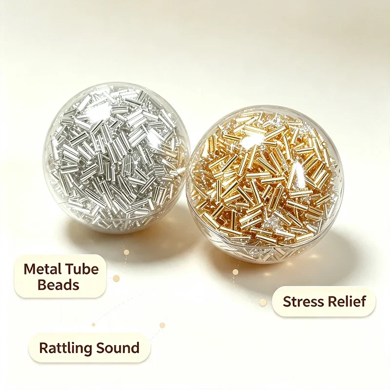 Unvented Rattling Sensory Fidget Ball Metal Tube Bead Fidget Squeeze Satisfying Noise Hand Toy For Adult Stress Anxiety Relief