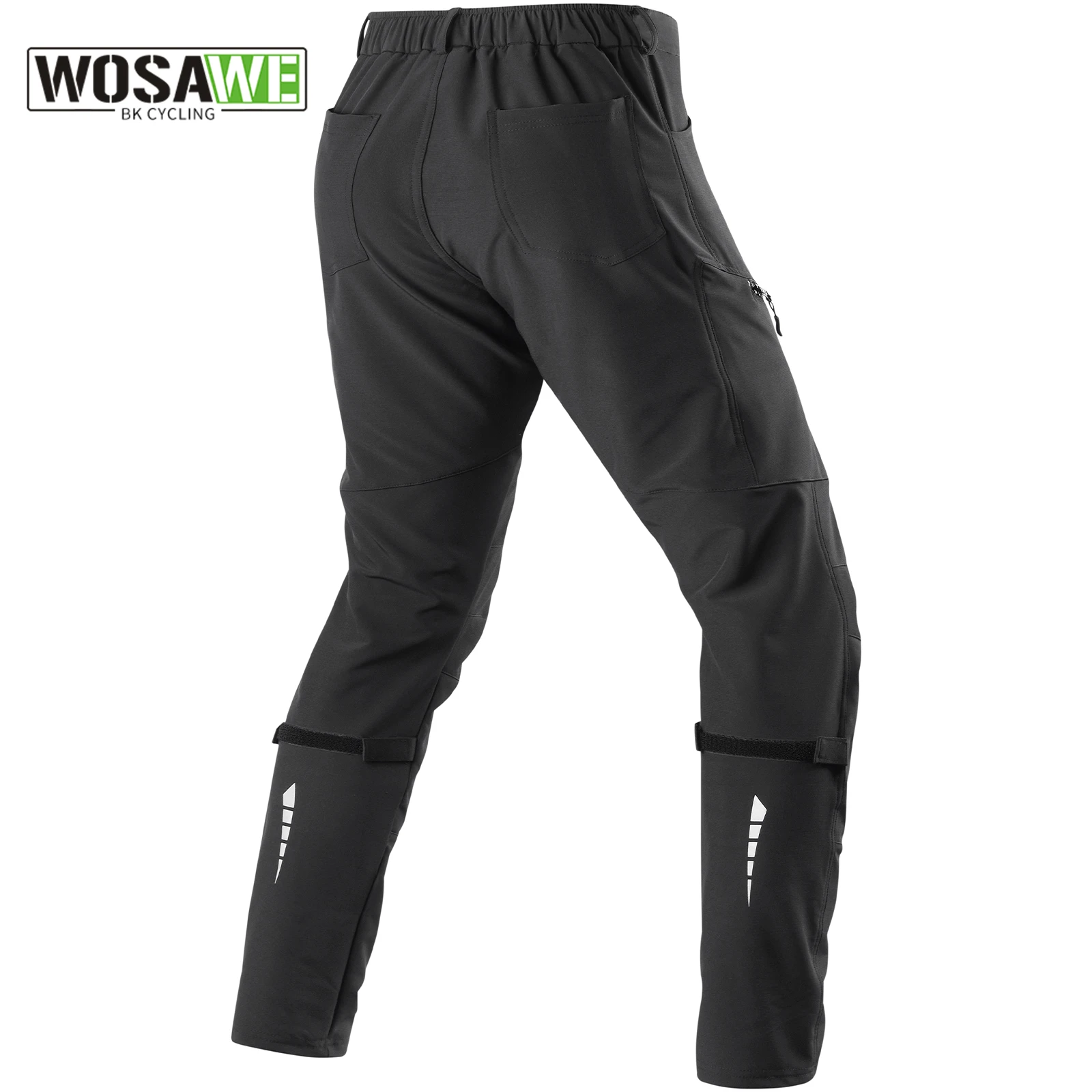 WOSAWE Spring Water-Repellent Hiking Pants Reflective Adjustable Fit Multi-Pockets Cycling Outdoor Sports no pads for Women Men