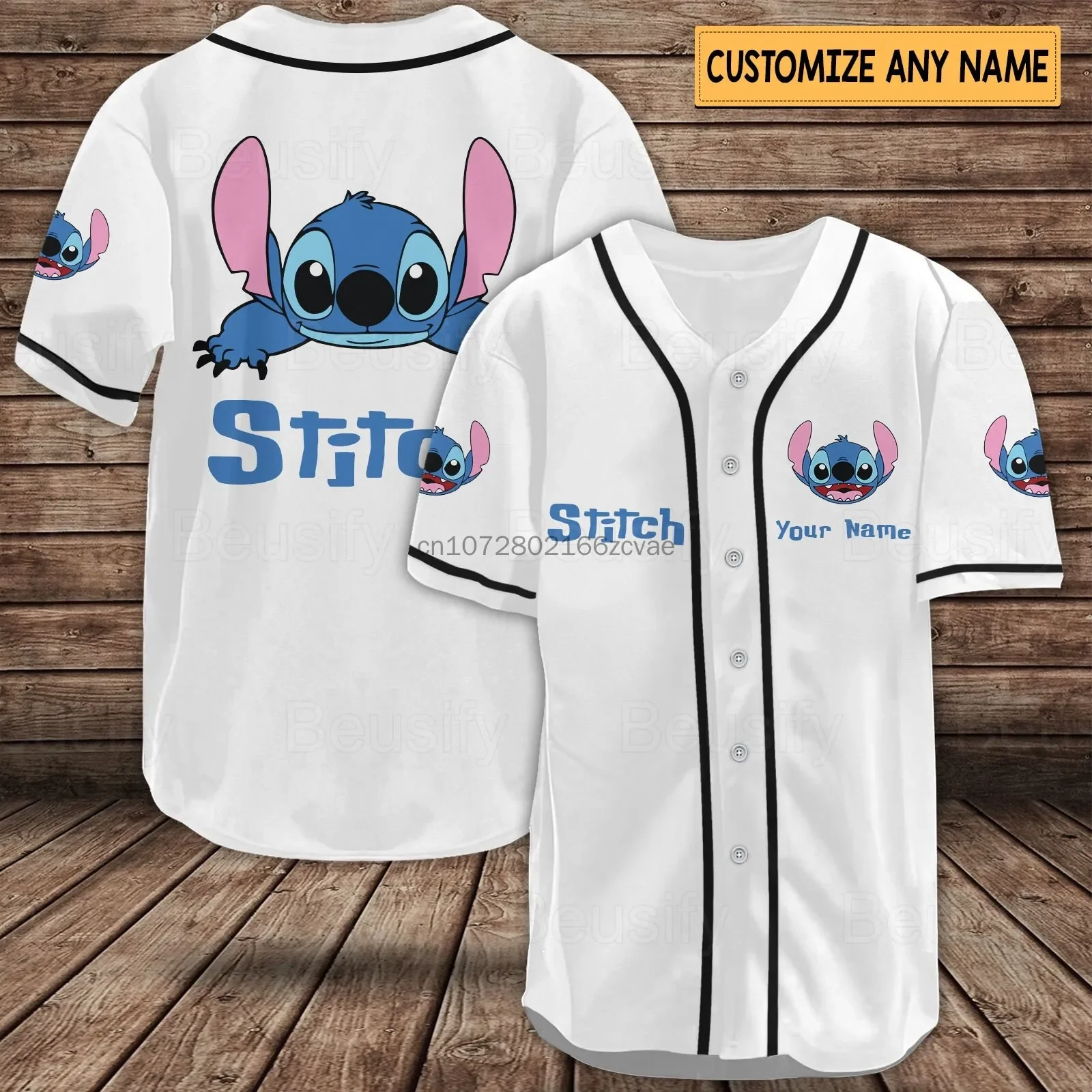 2024 Disney Baseball Jersey Summer Streetwear Custom Name Stitch Baseball shirt Men And Women Short Sleeved T-Shirt