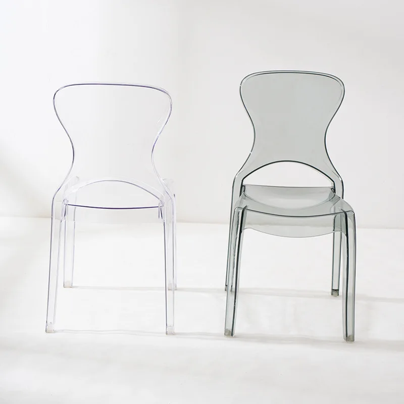 

transparent dining chair Internet celebrity creative plastic back chair, stackable cafe, armchair negotiation chair