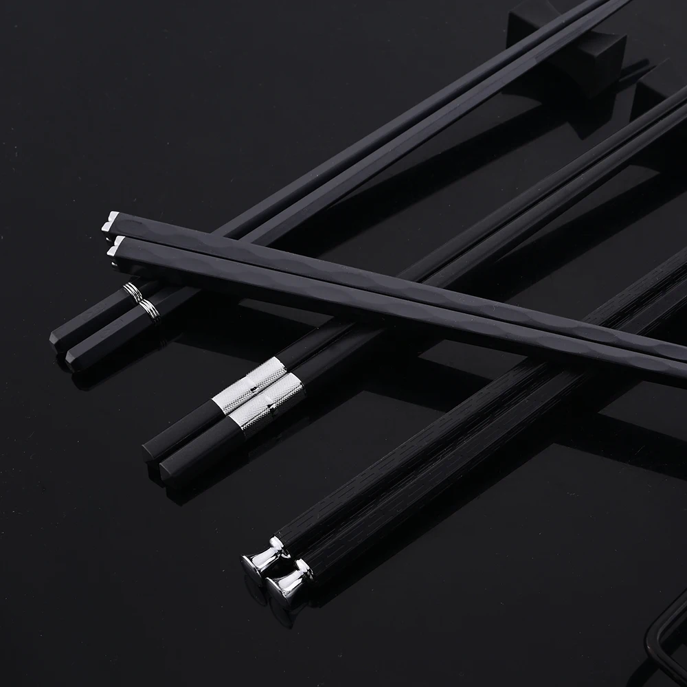 10Pcs Black Silver Portable Travel Cutlery Set Chopsticks Spoon Stainless Steel Korean Dinnerware Set Luxury Tableware Set