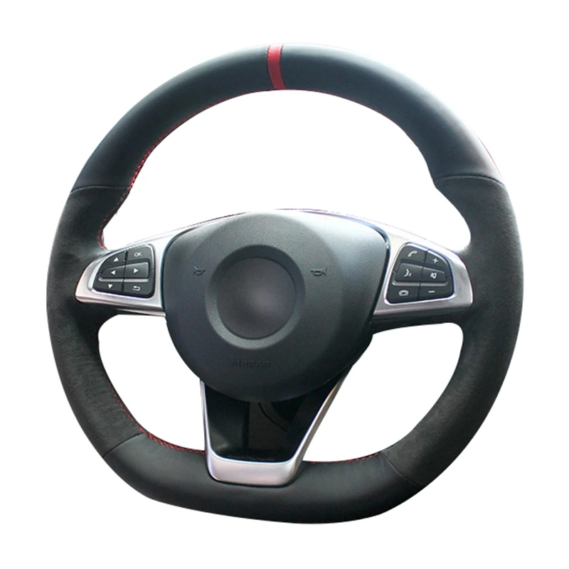 Customized Car Steering Wheel Cover Suede Leather Braid For Mercedes Benz W176 W246 W205 C117 C218 X218 W213 X253 C253 W166 C292