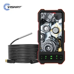 VISHRT 5-inch Endoscope Single Dual Triple Camera IPS Color Screen Rigid Cable Waterproof Lens Inspection Sewer Borescope Camera