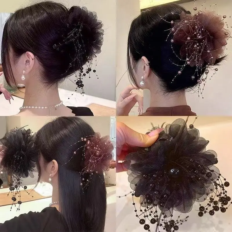 

Luxury Hair Clips with Petals, Feathers, Beads, Tassels, and Shark Clips for Women - New Style.