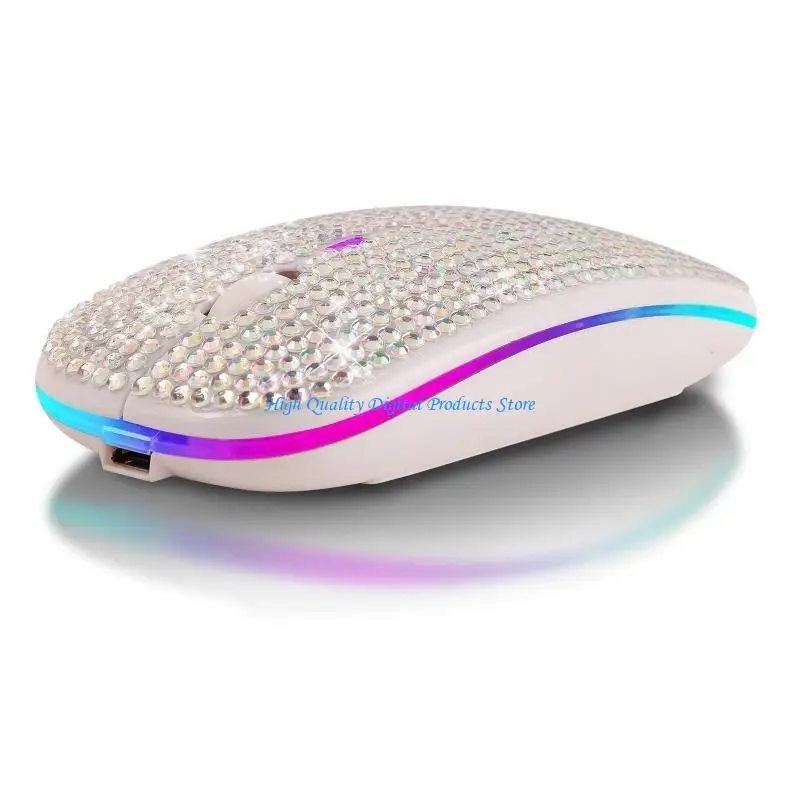 

U2JE Wireless Mouse with Crystal Diamond Rhinestones RGB Backlit Great Gift for He