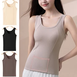 1pcs Woman Thermal Underwear Winter Pockets Thermo Lingerie Warm Top Plus Size Wear Thermo Vest  Undershirt No Chest Cushion