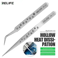 RELIFE SK-11 15 Anti-magnetic Precision Industrial Stainless Steel Tweezers for Phone Motherboard Electronics Repair Hand Tools