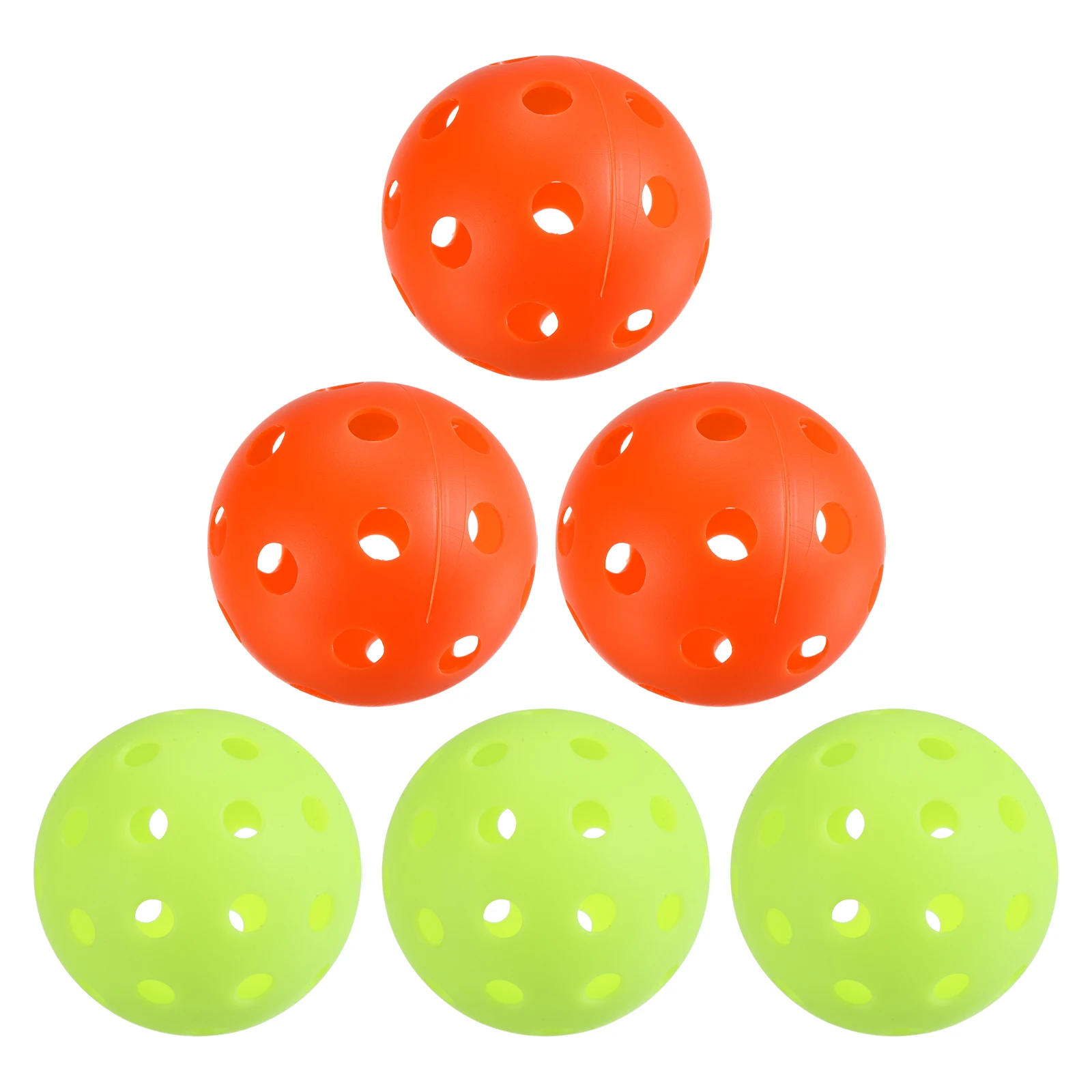 Pickleball Balls Set 40 Holes Pickleball for Outdoor Sport 26 Holes for Indoor 6 Pack Pickleball Balls for Amateurs Orange Green