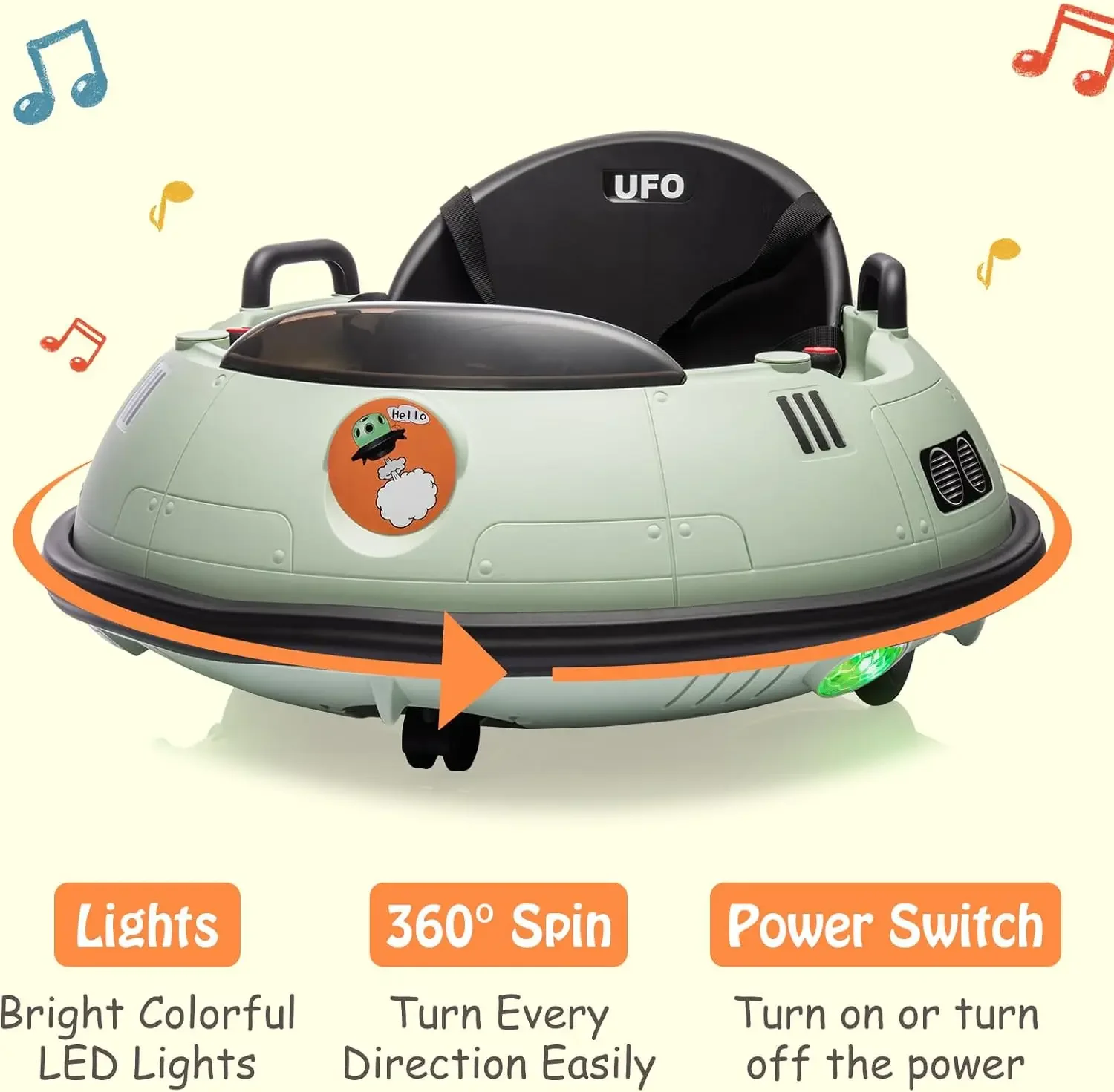 Ride on Bumper Car for Toddlers, Kids Bumper Car with Remote Control, 360 Degree Spin, 3 Speed, LED Lights, Dual Jo