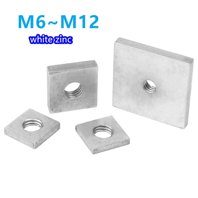 M6 M8 M10 M12Square Nut M3 M4 M5 M6 Carbon Steel Galvanized Zinc Plated Thin Quadrangle Block Compatible with