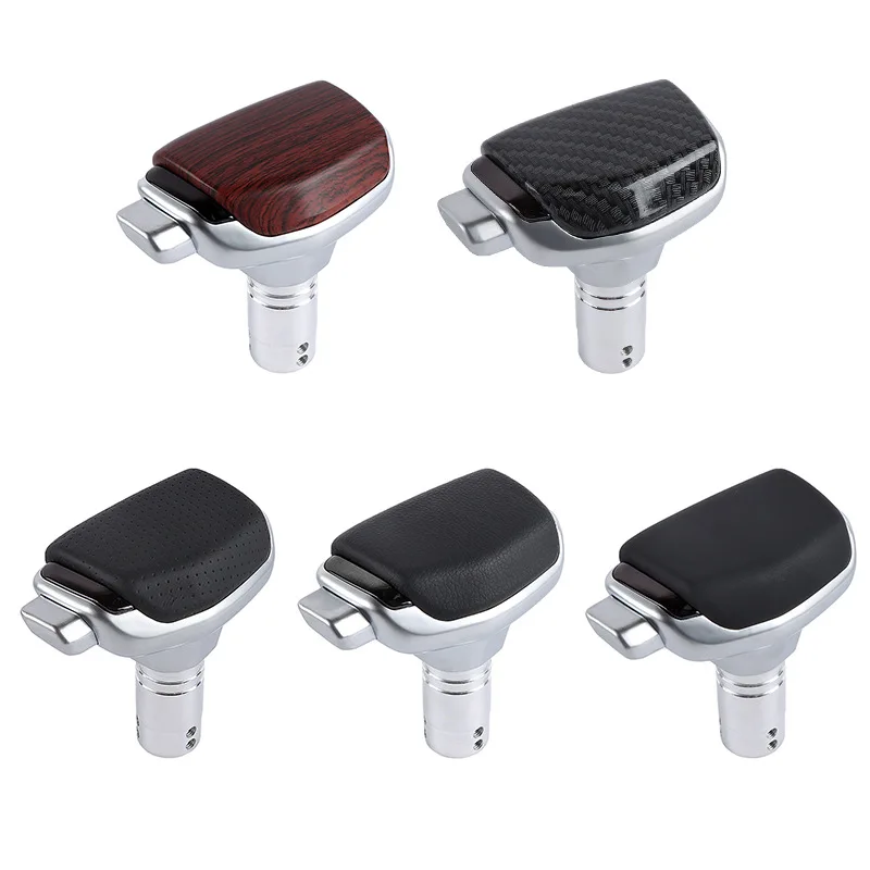 

Car modification leather gear head Yacht-type button-type gear shift rod Aluminum alloy wave stick Wood grain carbon fiber grain