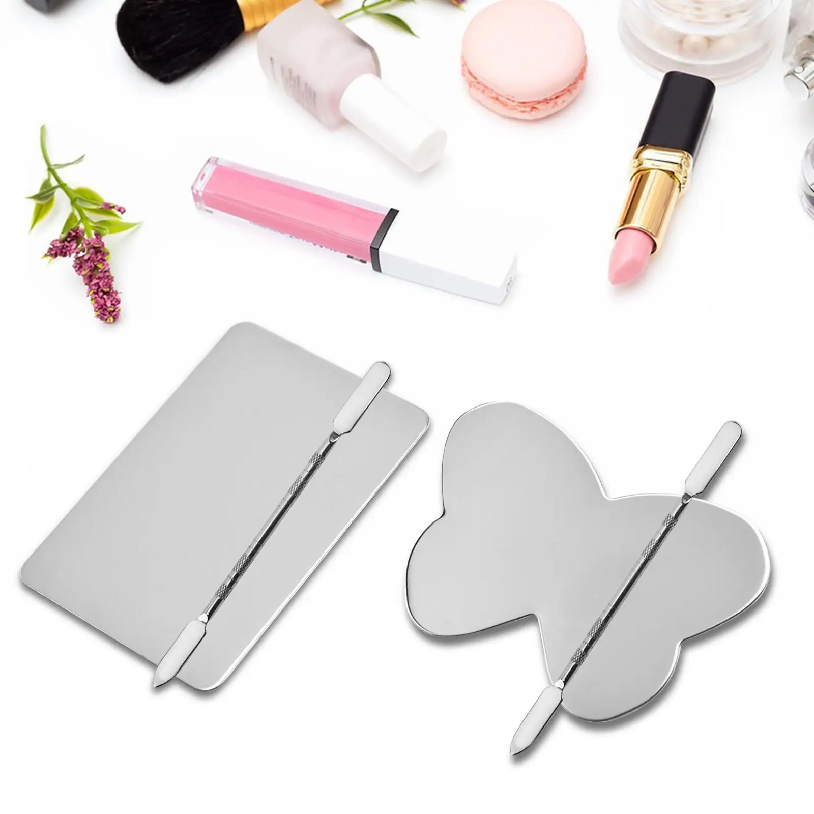 Cosmetics Mixing Palette Makeup Spatula Nail Art Palette Lip Gloss Finger Ring Makeup Palette for Artists Beauty Salon Nail Art