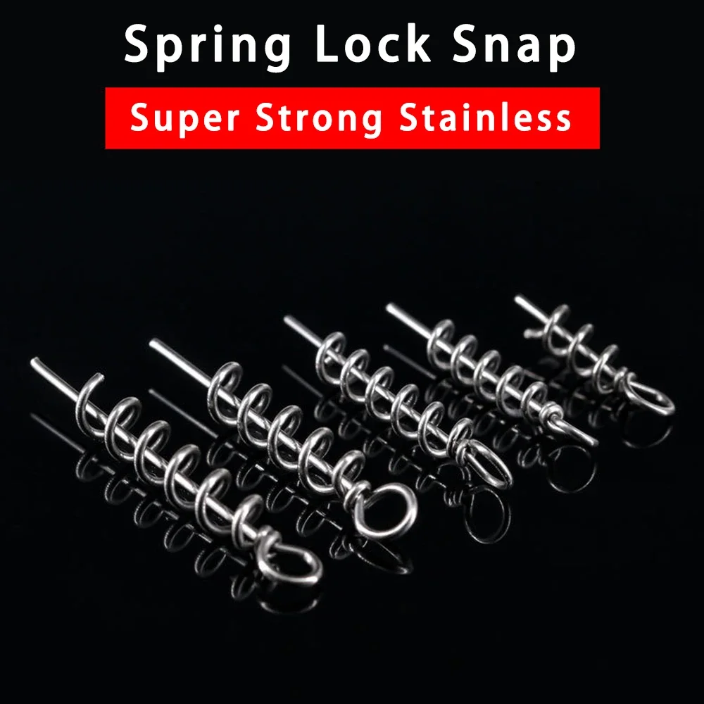 

100PCS 45/50mm Stainless Steel Fishing Snap Clips Spring Lock Crank Hook Connector for Soft Lure Quick Change Fishing Tackle