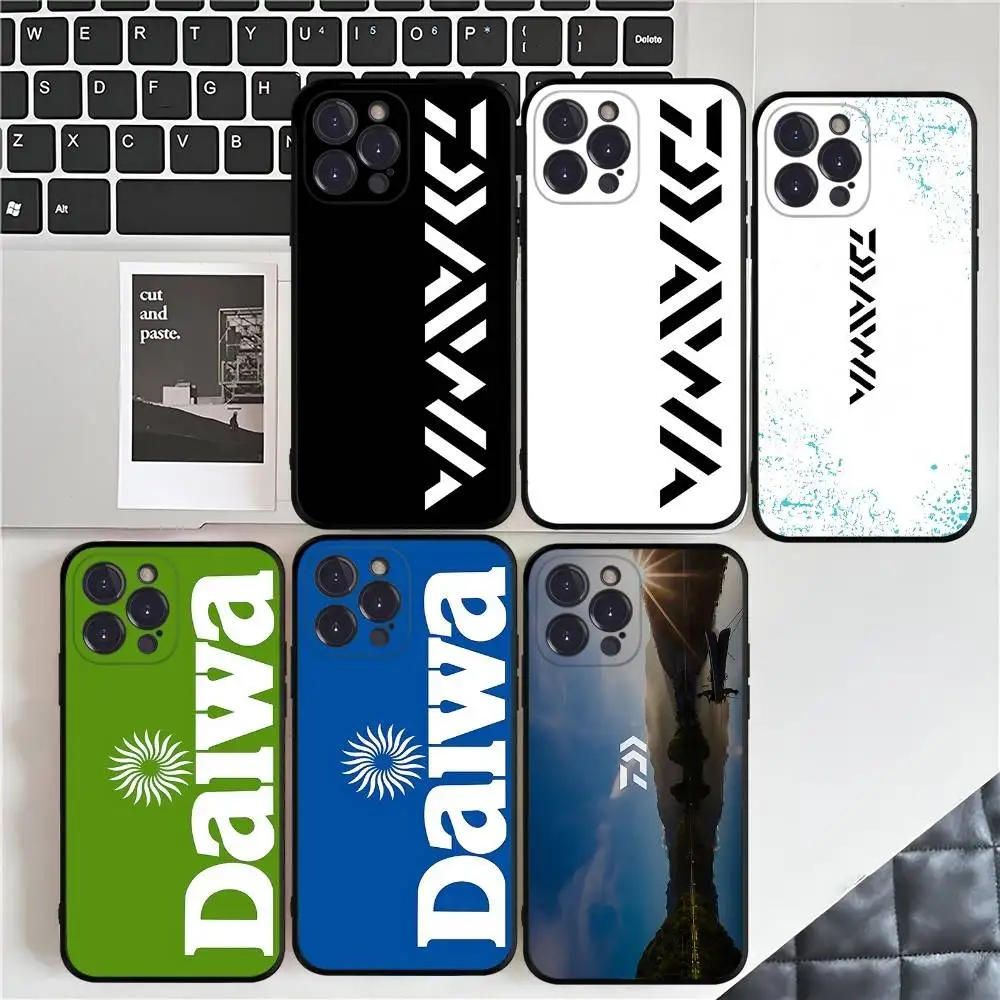 D-DaiwaS Fishing Logo Handyhülle für iPhone 17 16 15 14 13 12 11 Pro Max Plus Mini Weiche Schwarze Schutzhülle