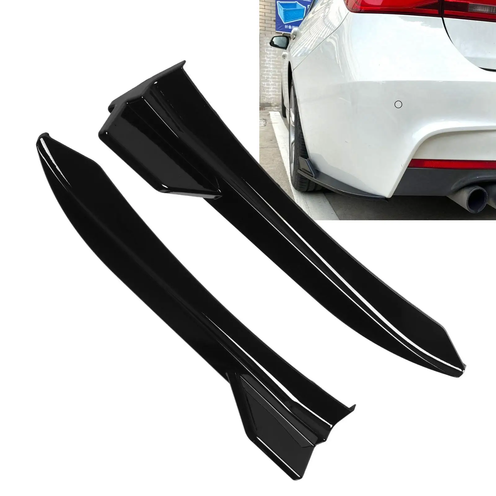 Car Rear Bumper Lip Diffuser Glossy Black Tail Side Skirt Lip Splitter for BMW 4 Series F36 M-Sport 2013-2018