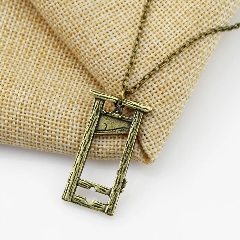 Men Guillotine Necklace Vintage Gothic style Jewelry French Revolution Creepy Halloween Art Pendant Necklace Gifts