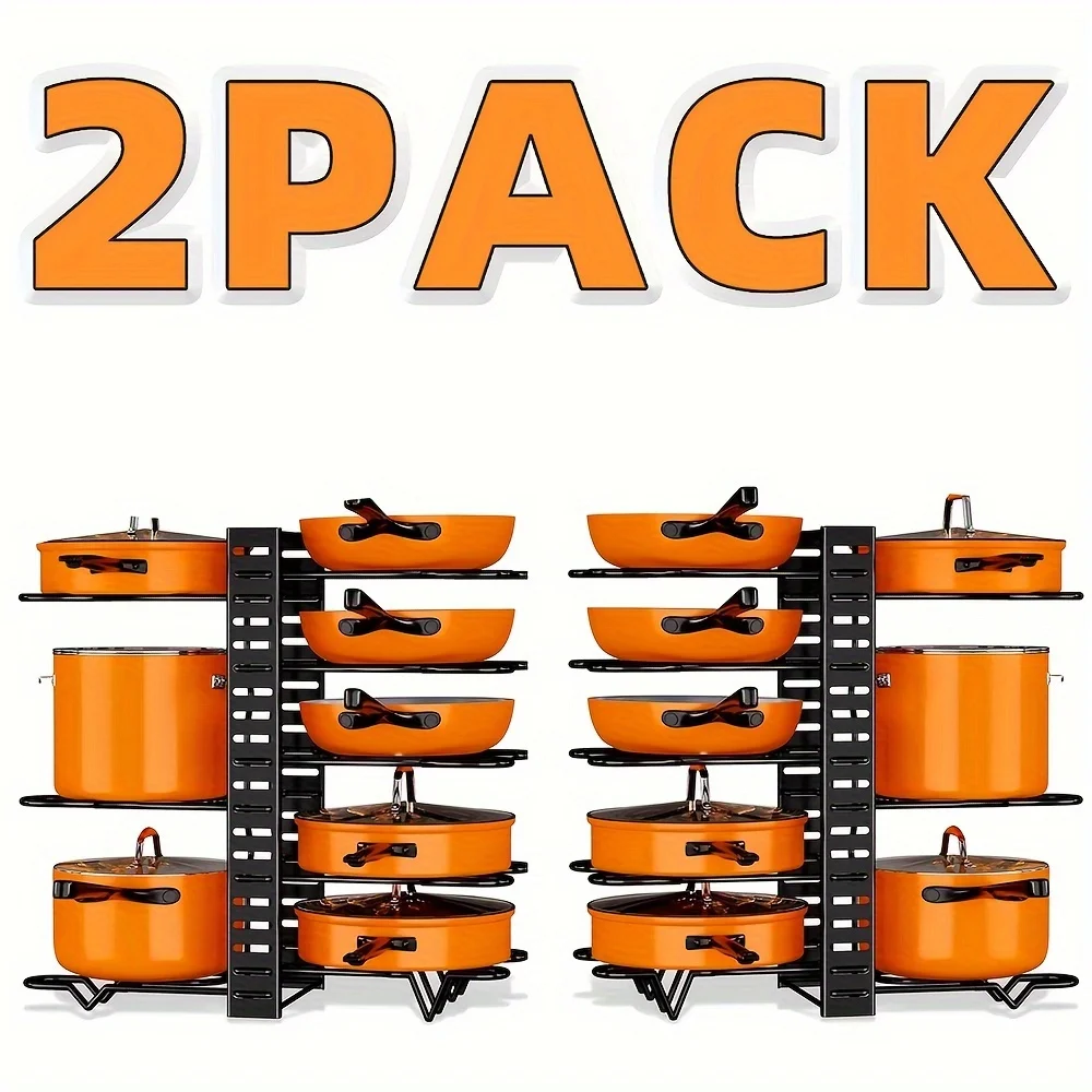 2er-Pack Topfregal, Topfregal-Organizer, Organisation und Aufbewahrungsregal für die Küche, verstellbare Topfdeckelhalter und Pfannenregal