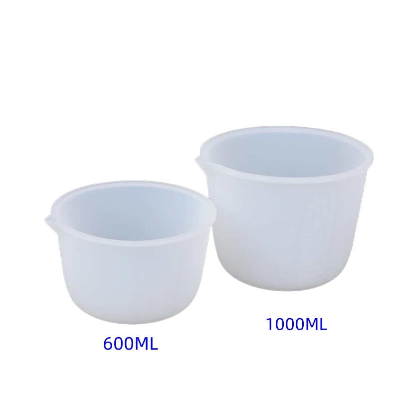 600/1000ml Reusable Silicone Measuring Cup With Scale Food Grade Durable Non-stick DIY Epoxy Resin Jewelry Making Tools