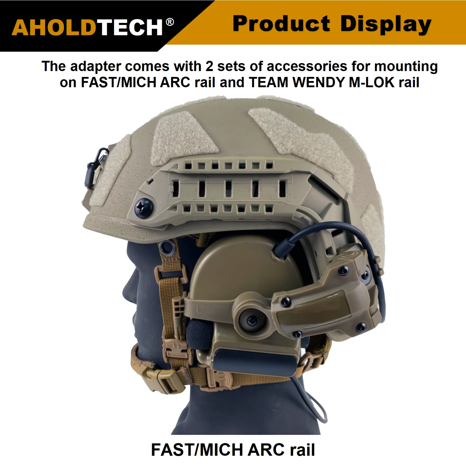 Imagem -05 - Aholdtech-tactical Headphone Titular Rápido Arc Rail Wendy M-lok Rail Adapter Suporte de Headphone Cinta para Comtac Esporte Caça Headset