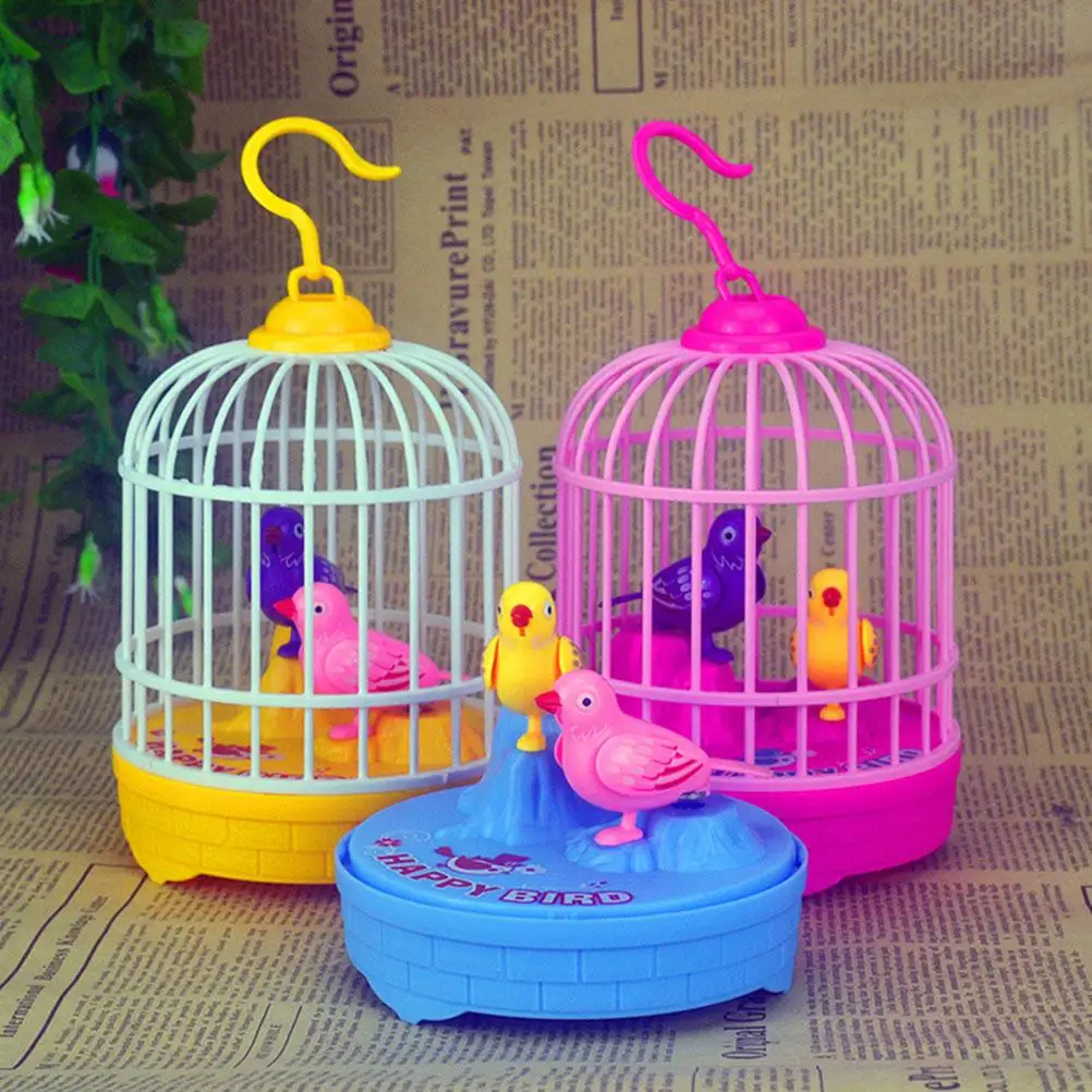 Gaiola de pássaro brinquedo simulação papagaio indução sensor voz imitação crianças gaiolas elétricas